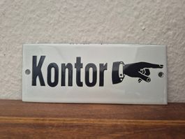 Emailschild Kontor rechts Vorsicht Büro Retro Emaille Schild