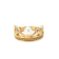 Woman ring gold with Pearl und zirconia stainless steel