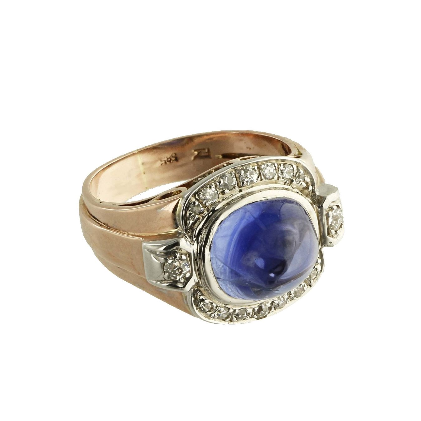 Anelli: Saphir Diamant Ring, 1950er Jahre – Usato da Zürich venduto da Vintage-Jewellery