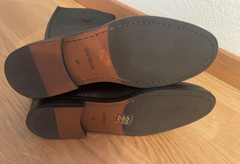 Navyboot Damenschuhe: Elegante Navyboot Lederstiefel, Schwarz, Grösse 36 – Neu (gemäss Beschreibung) aus Niederglatt ZH von fabim1312 1
