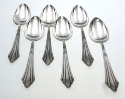 6 WMF 900 Fächer Dessertlöffel gross versilbert (1A)