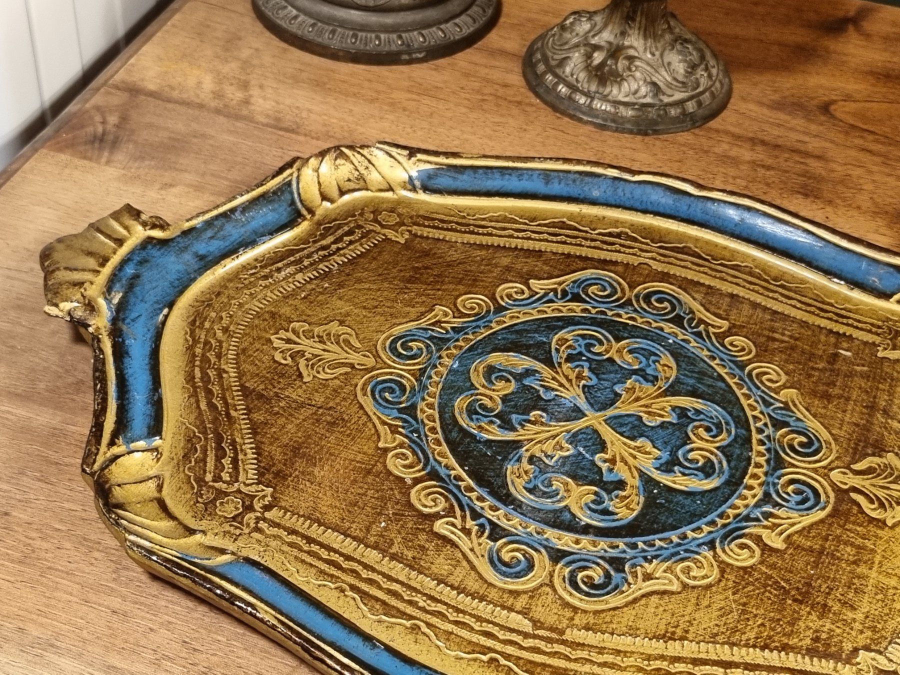 Piatti di portata: Grosses Florentiner Tablett blau-gold 50 cm – Usato da Scharnachtal venduto da devin03 4