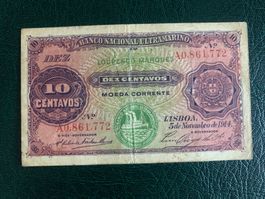 MOÇAMBIQUE- Banco National Ultramarino 10 Centavos 5.11.1914