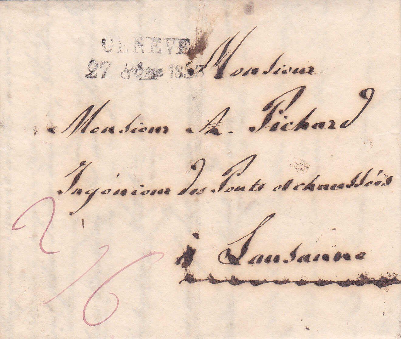 Tutti i francobolli: 1833, "Geneve 27 8bre 1833", – Usato da Wenslingen venduto da riger11