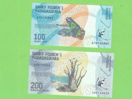 Madagaskar Banknoten 100 & 200 Ariary