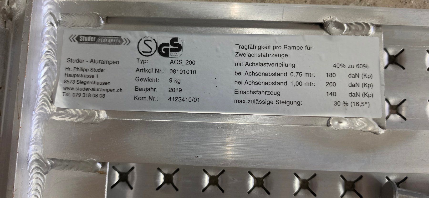 Studer Alurampen Rampe di accesso: Studer Alu-Rampe AOS 200 – Usato da Courgevaux venduto da Tamoil 1