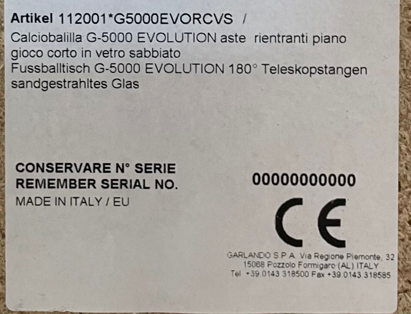 Garlando Jeux: Tischfussball Garlando G-5000 Evolution – D'occasion à Hämikon par Iitomo 1