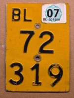 Velonummer BL 2007 gelb Mofanummer Plaque Mofa