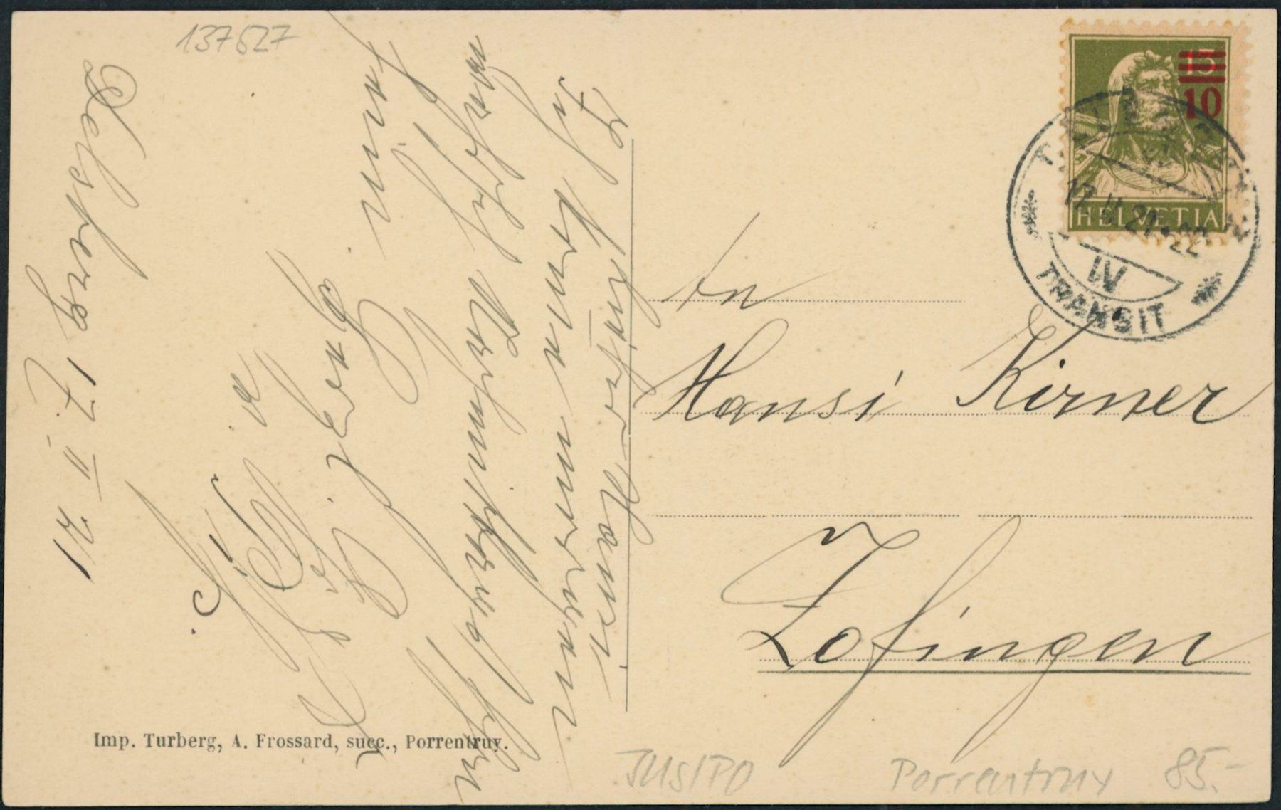 Cartoline postali: JUS Porrentruy – Usato da Schindellegi venduto da Jonathan77 1