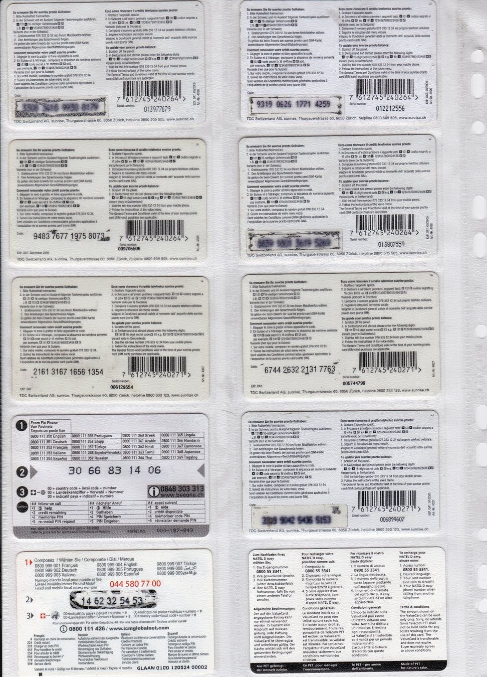Sunrise Schede telefoniche: Sunrise Prepaid Karten Sammlung – Usato da Neuenhof venduto da Wanton 1