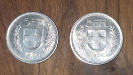 2 Stk. Fünflieber Jg. 1966 silber