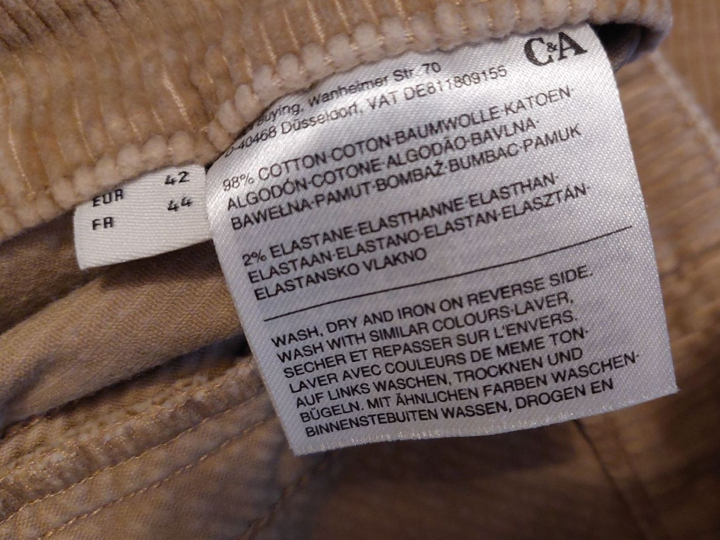 C&A Gonne: Cord Rock Manchester - beige - Gr. 42 – Usato da Oberwil BL venduto da Hunajakakku 5