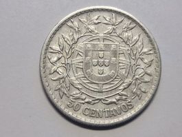 Portugal 50-Centavos 1913 silber.