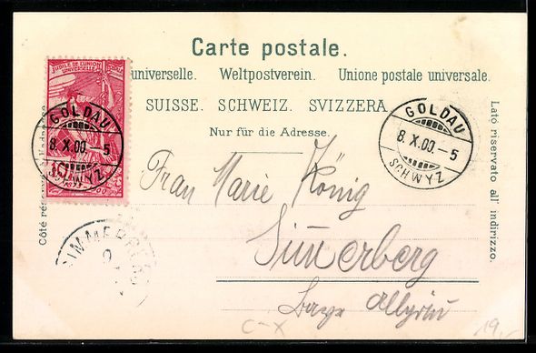 Cartoline postali: Litho Arth Goldau, Bahnhof, Hotel Steine – Usato da Berlin venduto da bartko-reher 1