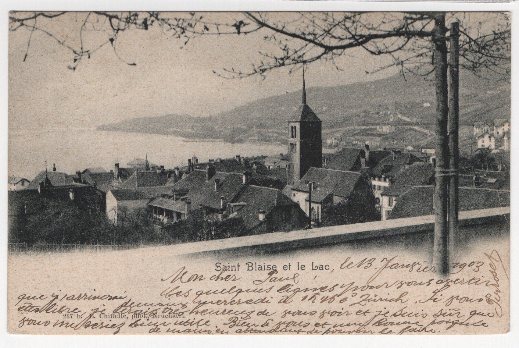 Cartoline postali: Ansichtskarte 13.I.03 mit Rasierklingenstempel Neuchatel – Usato da Gordola venduto da tist 1