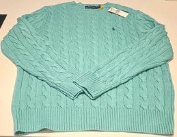 Ralph Lauren Cable Knit Sweater Herren L Mint NEU Etikett