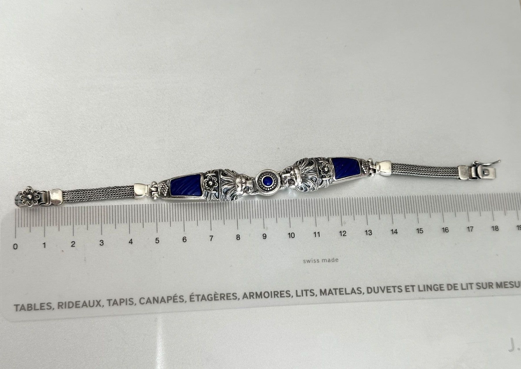 Bracciali & Braccialetti: Vintage 925er Silber Armband, mit Lapislazul – Usato da Onex venduto da Antiqueshow 4