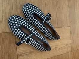 Alaïa rhinestone Mary Jane Flats in Black Lambskin Leather