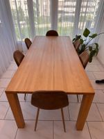 Esstisch Holz natur mit 6 Stühlen braun