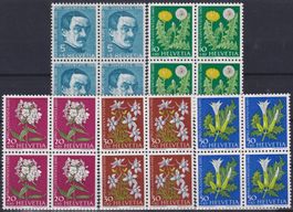 1960, Pro Juventute: J183-J187 Serie Viererblöcke */**