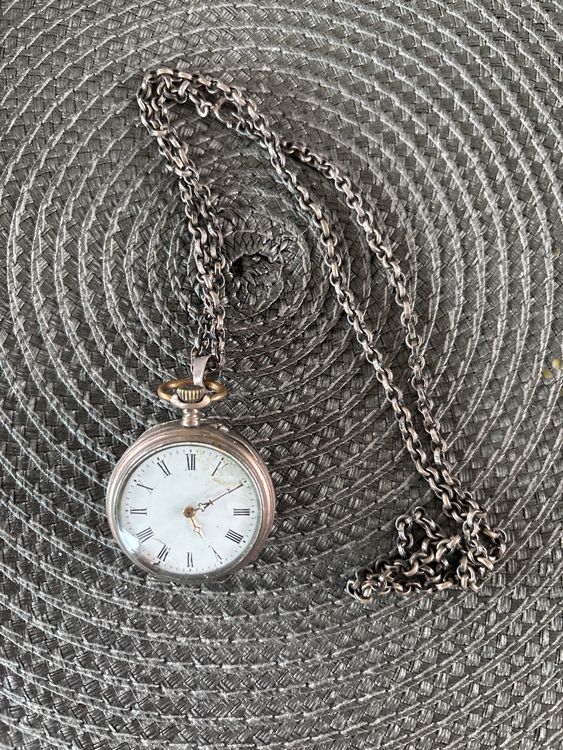 Ancienne chaine de montre chatelaine en argent