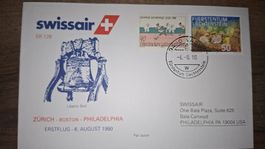 Swissair Zürich - Boston - Philadelphia 65.08.1990