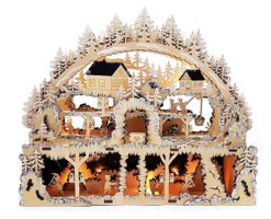 XL Holzkunst LED Schwibbogen Bergwerk