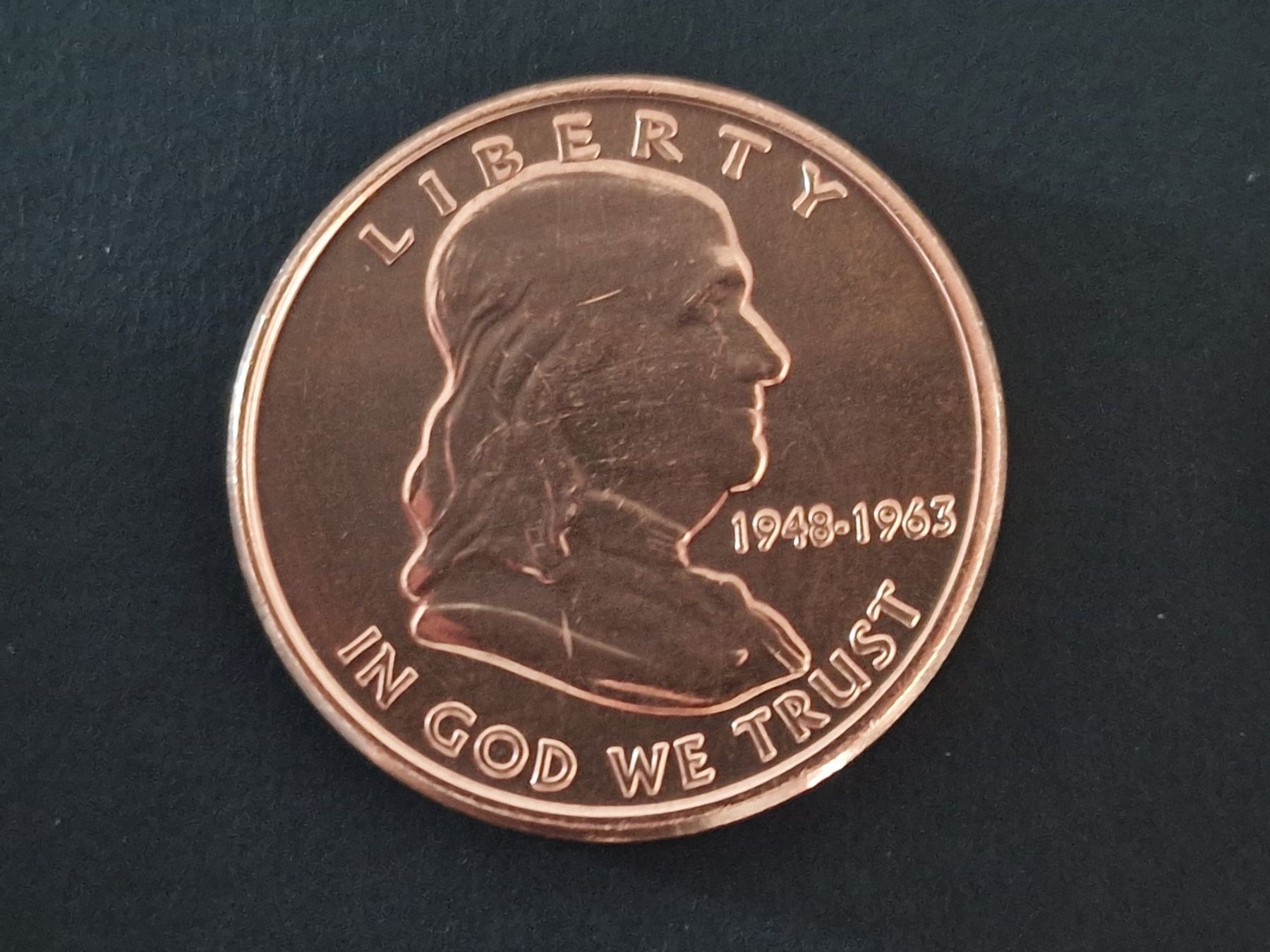 Medaglie: USA 1 Oz .999 Copper, Benjamin Franklin – Usato da Bouveret venduto da psv01