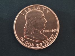 USA 1 Oz .999 Copper, Benjamin Franklin