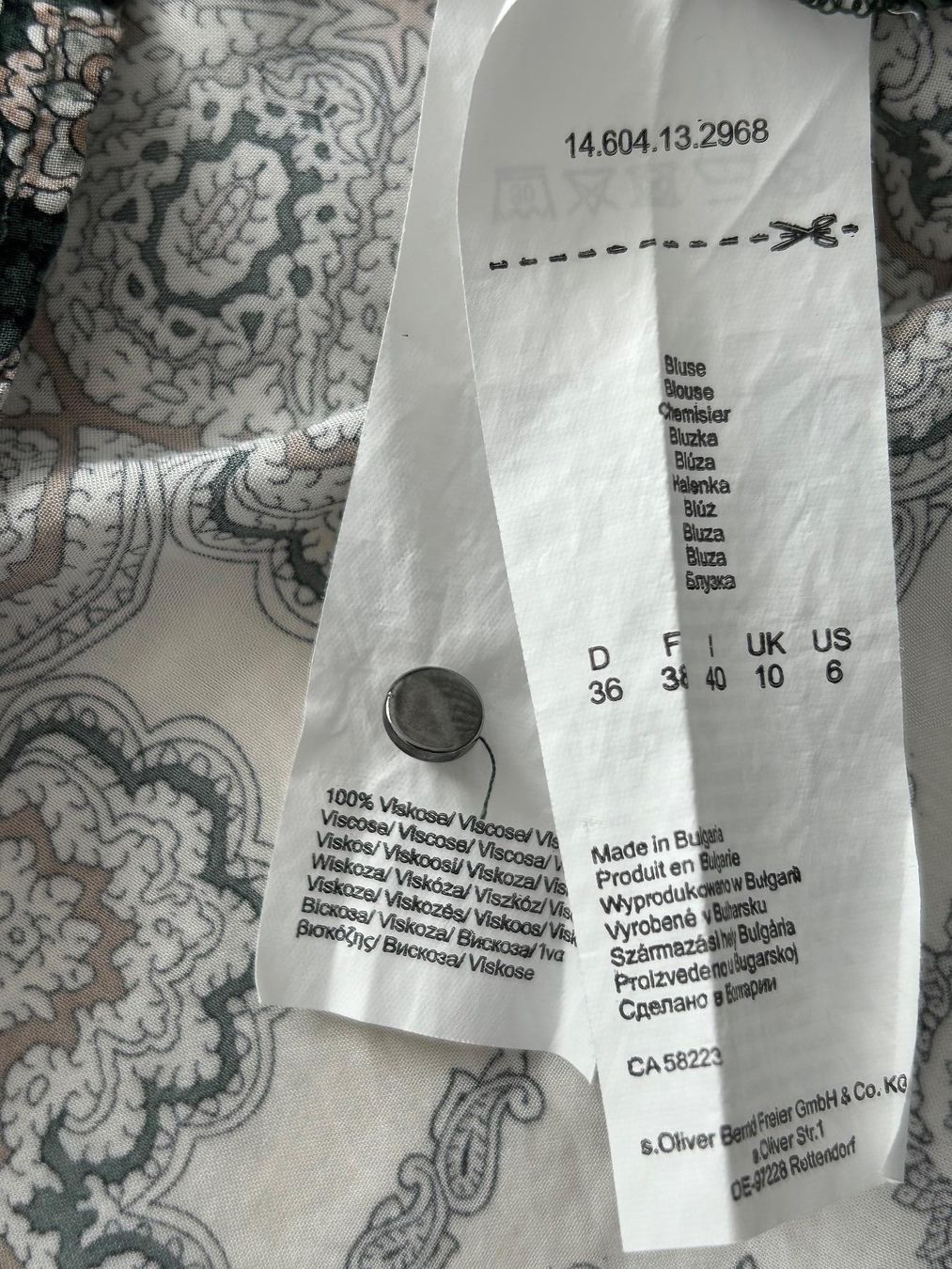 S.Oliver Camicette: s.Oliver Sommer-Bluse, grün gemustert, Gr. 36 – Nuovo (secondo la descrizione) da Horn venduto da Resvi 3