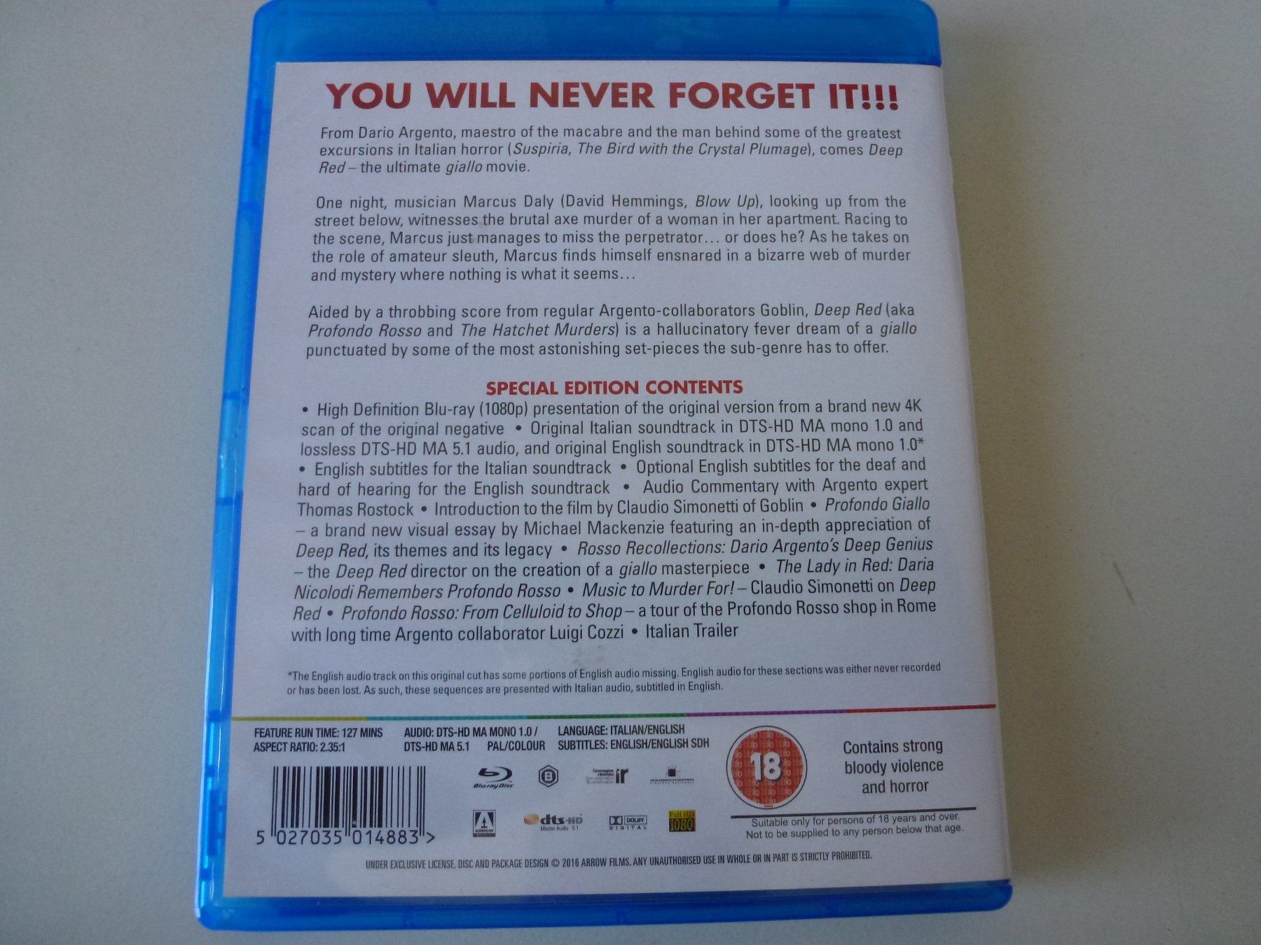 Tutti i DVDs: Deep Red (Blu-Ray) – Nuovo (secondo la descrizione) da Bern venduto da Frebo 1