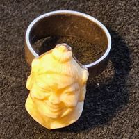 Antiker exclusiver Silber Bein Ring China Grösse 59