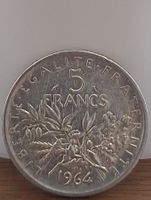5 Francs France 1964 Semeuse .835 Silber