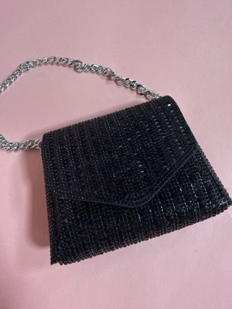 Elegante schwarze Clutch mit Strass-Steinen 💎 neuwertig