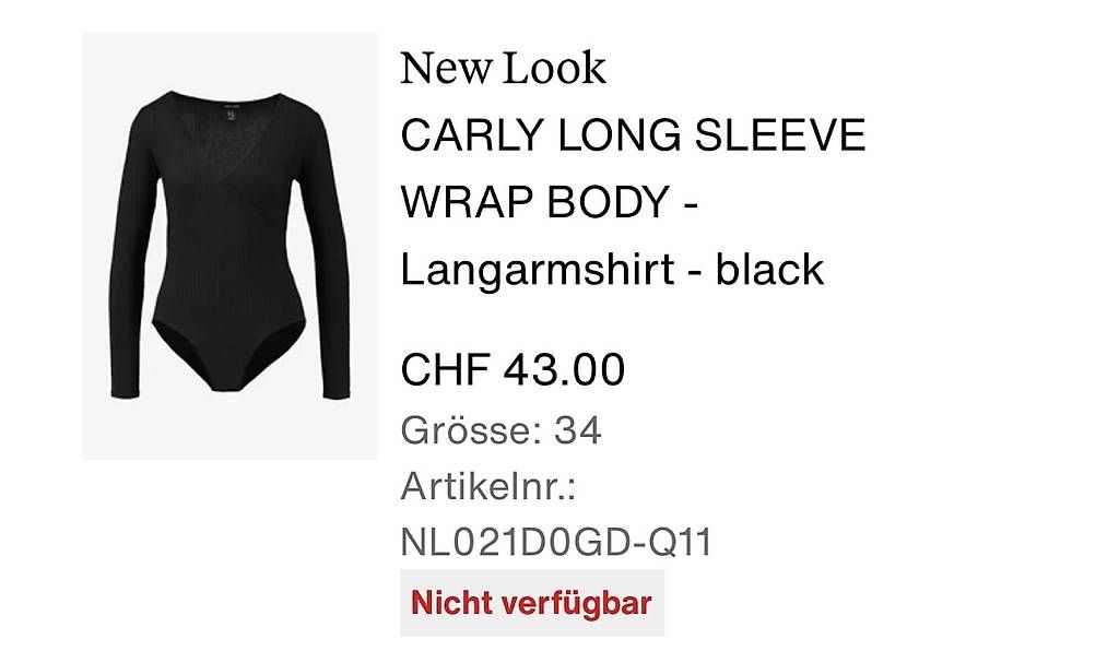 Tops: Schwarzer Body Gr. 34, Wickeloptik elegant – Gebraucht aus Thun von tat_wg9t 2