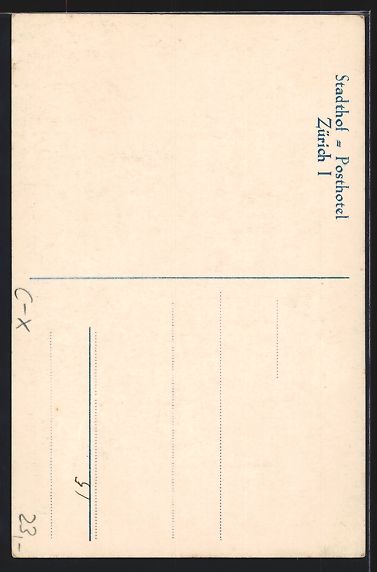 Cartoline postali: AK Zürich, Stadthof-Posthotel – Usato da Berlin venduto da bartko-reher 1