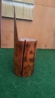 Baumstamm Stuhl, Hocker mit Rückenlehne aus Massivholz