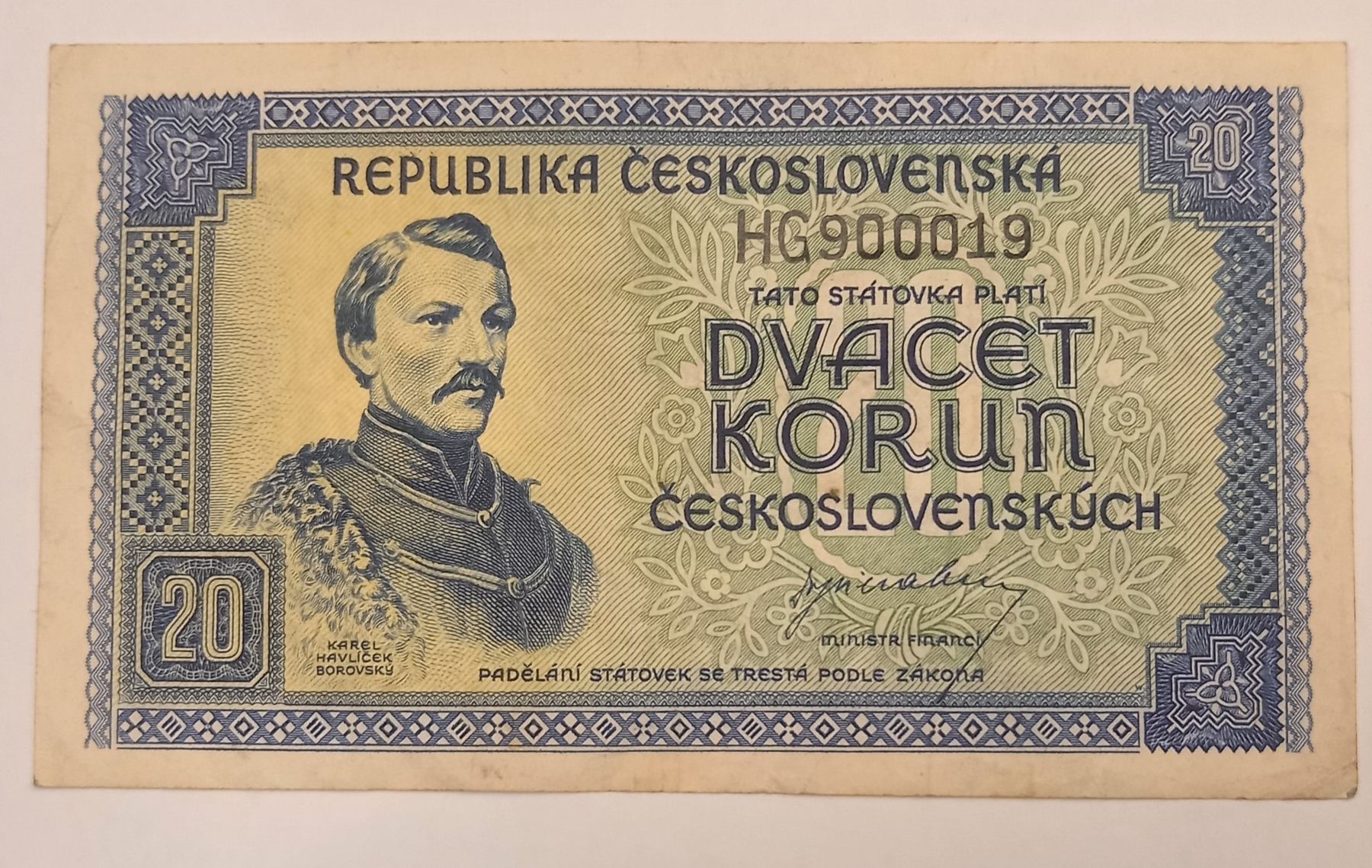 Banconote: 20 Korun Cecoslovacchia 1945 – Usato da Minusio venduto da epp_cty9