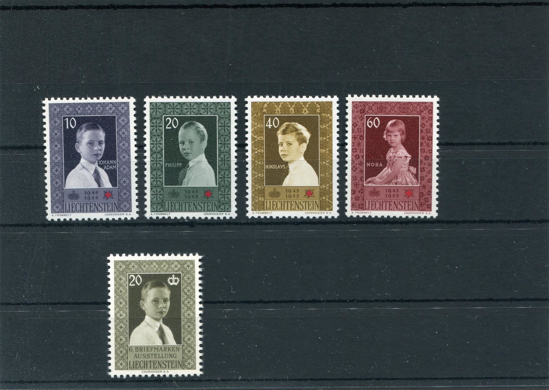 Tutti i francobolli: FL 1955/6 Nr. 282-85 u. 296 postfrisch – Usato da Winterthur venduto da Kyoung