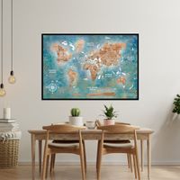 Einzigartige Wanddekoration: Weltkarte im Ölgemälde-Stil