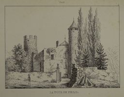 LA TOUR DE PEILZ WAADT VAUD, FEDERLITHOGRAPHIE 1840