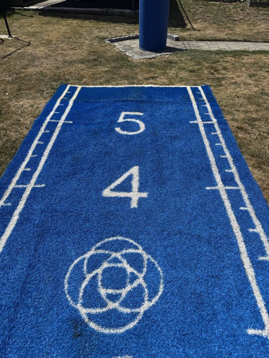 Tapis de sol: Gazon synthétique bleu 2x7m avec marquage  – D'occasion à Pâquier-Montbarry par ada_w658 2