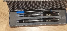 Kugelschreiber - Set Carl Zeiss aus Carbon Vintage Gravur