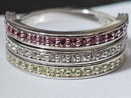 Klappring Ring 16(50) 925 Silber Edelsteine rhod. Silberring