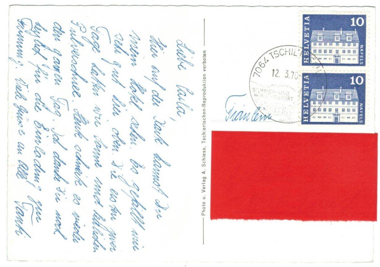 Cartoline postali: AK Tschiertschen 1970 – Usato da Zürich venduto da tol_b7c7 1