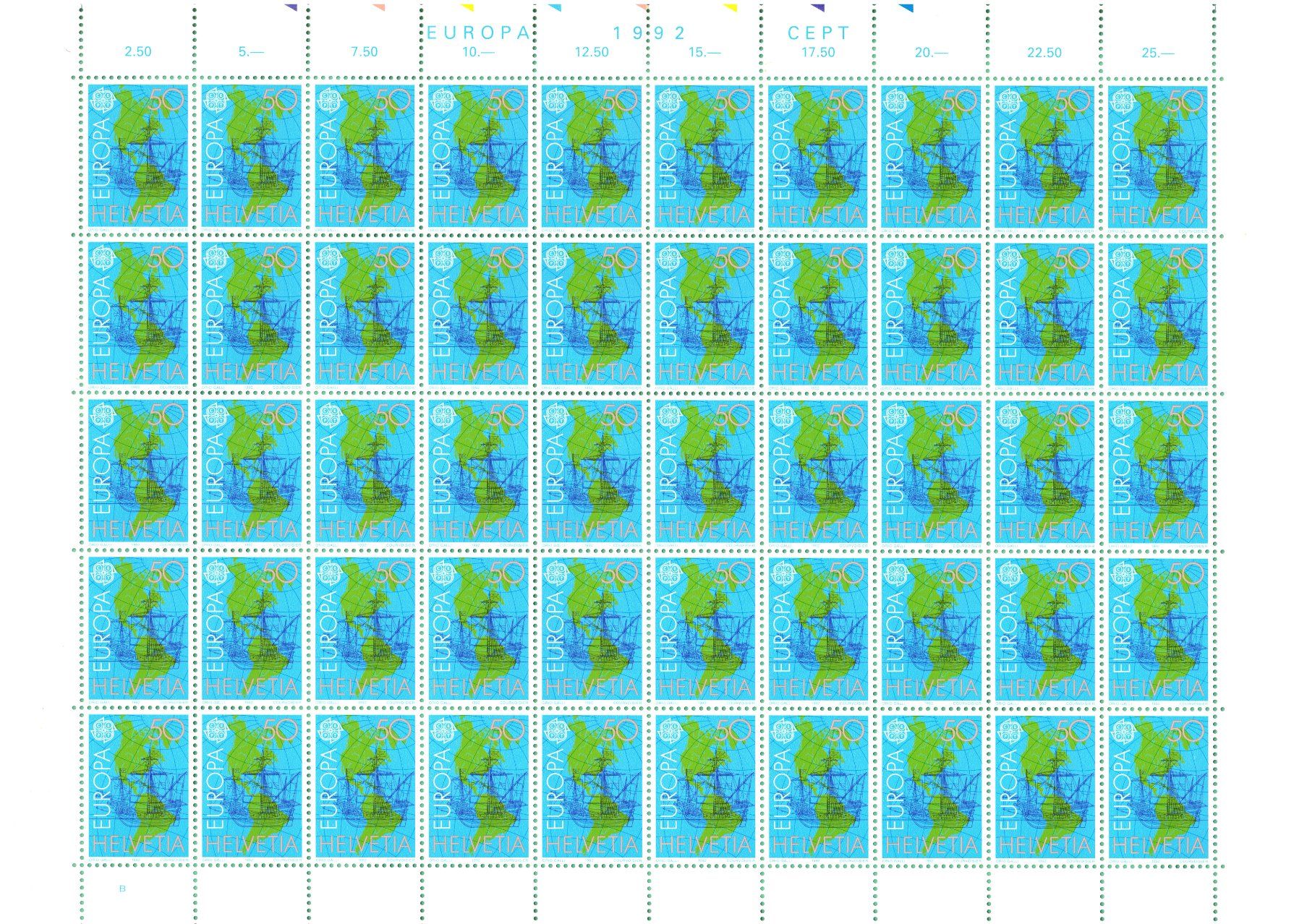 Tous les timbres: Bogen  1992  EUROPA    Entdeckung von Amerika    postfrisch – Neuf (Voir description) à Mellingen par Ginger