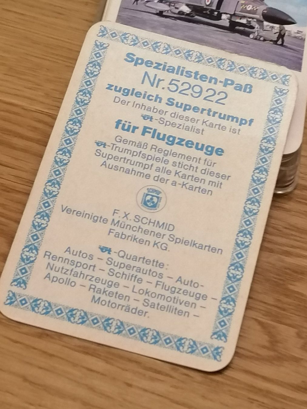 Giochi: F.X. Schmid Flugzeug Quartett – Usato da Basel venduto da vintagecollector 2