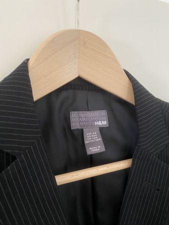 H&M Nadelstreifen Anzug Gr. 48 Schwarz Business Herren