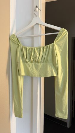Crop Top Langarm Hellgrün Grösse S