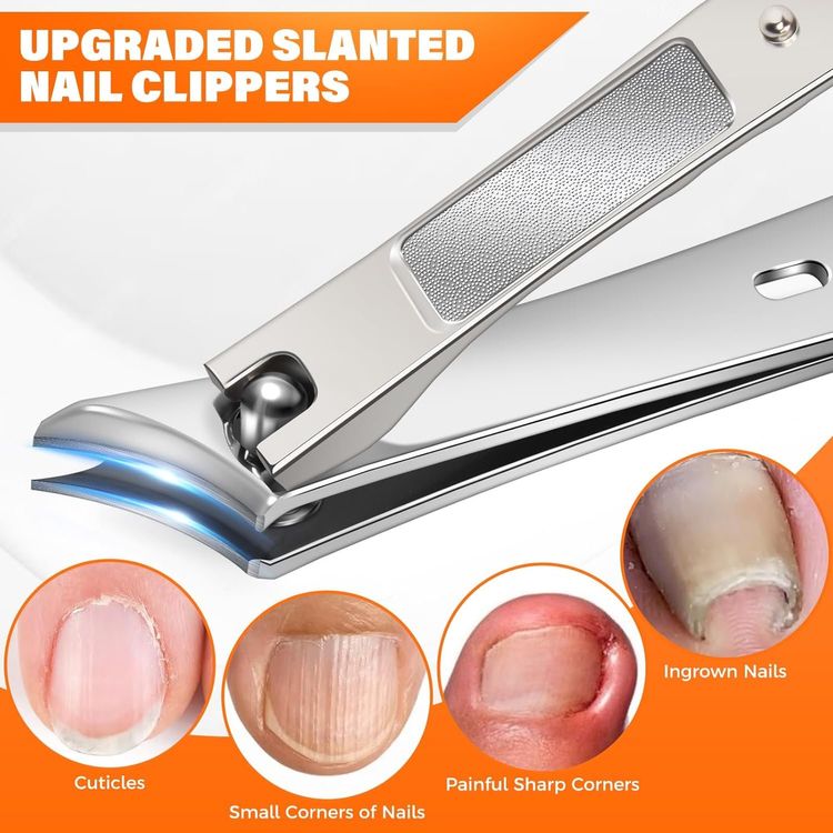 Nagelknipser-Set Mit Abgewinkelter Klinge – Inkl. Feile & Nagelhautentferner, Grün